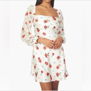 WeWoreWhat Cream Floral Mini Dress with Red Roses
